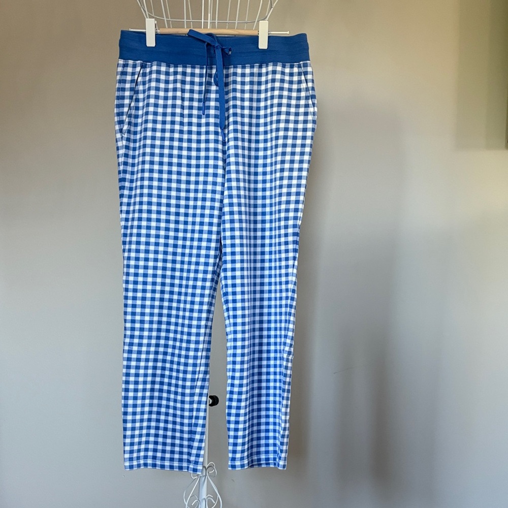 Draper James Blue and White Gingham Capris